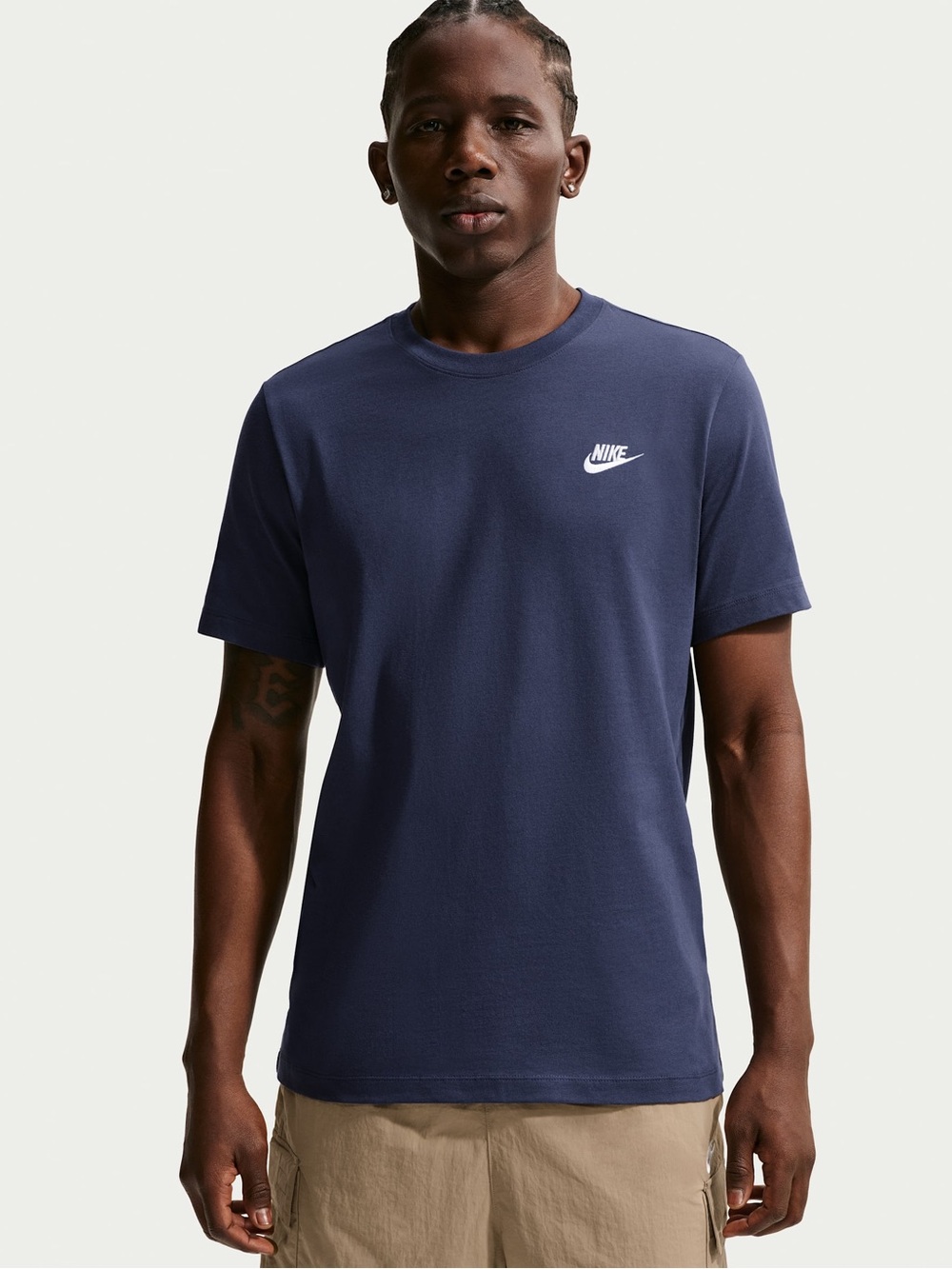Nike Men’s Navy Short-Sleeve Crew T-Shirt with White Swoosh